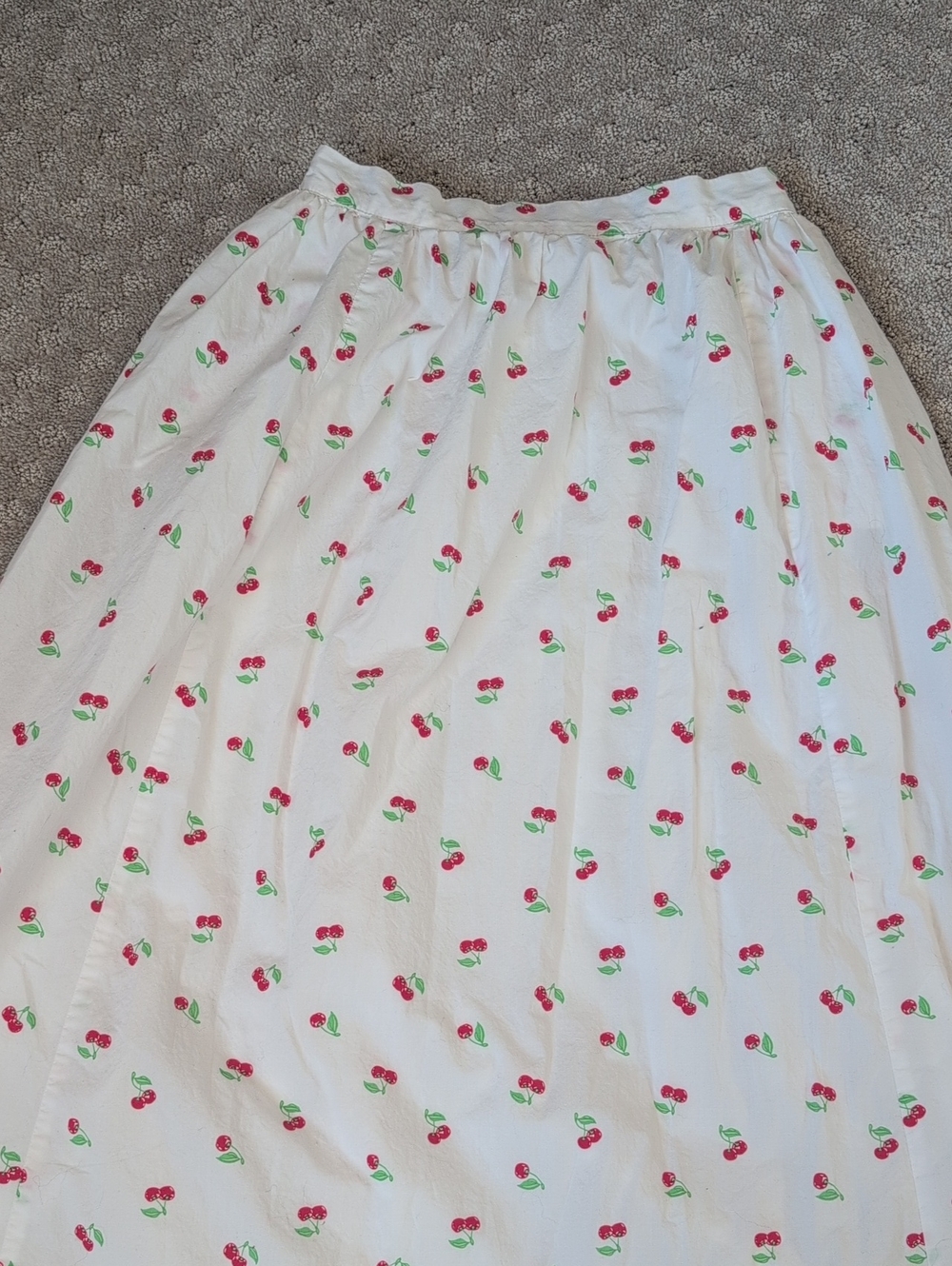 Aerie Cherry Print 100% Cotton Long Midi Maxi Length Skirt - Picture 11 of 12